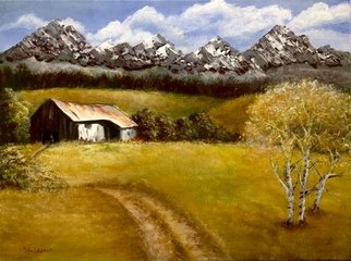 Pamela Van Laanen; Mountain Landscape, 2018, Original Painting Acrylic, 24 x 18 inches. Artwork description: 241 Original acrylic on canvas autumn  mountain landscape with old barn...