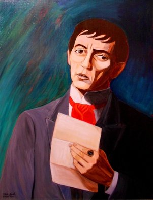 Patrick Lynch; My Heart Swims Blind In A..., 2011, Original Painting Acrylic, 22 x 28 inches. Artwork description: 241  Barnabas Collins from TV's Dark Shadows contemplates what he has just read in an imagined scene from the 1897 storyline.     ...