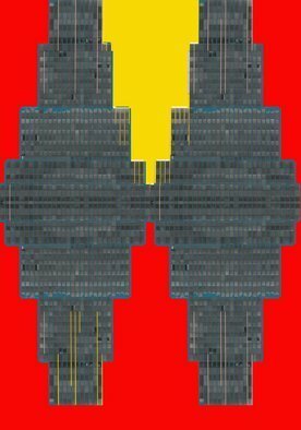 Peter C. Brandt; Flying Office In Color, 2010, Original Photography Other,   inches. Artwork description: 241   red and yellow, abstract, architectural, photography, New York City, NY, 6th Avenue office building, mirrored, butterflied, (c)2012PeterC. Brandt  ...