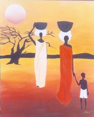 Peter Odeh; DAUGHTERS OF AFRICA, 2008, Original Painting Acrylic, 31.5 x 39.5 inches. Artwork description: 241  Daughters of Africa is a painting which tells us about the daily struggles of the African woman, as she rises at dawn to undertake her daily chores until dusk when she goes to sleep. It is a painting dedicated to all mothers as the strive to contribute ...