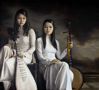 Chau Pham; Folk Songs02, 2006, Original Painting Oil, 120 x 110 cm. Artwork description: 241  Vietnam's beauty & space       ...