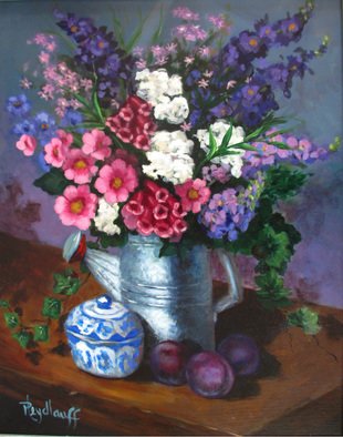 Pat Heydlauff; Watering Can, 2011, Original Painting Acrylic, 16 x 20 inches. Artwork description: 241   There is nothing like a fresh bouquet of flowers picked in the garden and casually arranged in your favorite old galvanized sprinkling can. They just go together.   ...