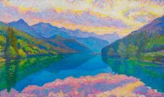Vlad Paduraru; Landscape Barcis S1  10, 2017, Original Painting Oil, 44 x 74 cm. Artwork description: 241 landscape, lake, barcis , italy, colors, light...
