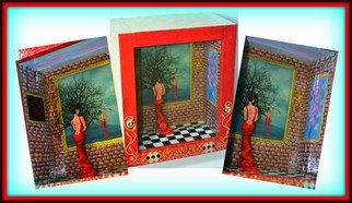 Olesya Novik; Lady In Red 3d, 2015, Original Mixed Media, 14 x 17 cm. Artwork description: 241 lady, 3d picture, three- dimensional image, optical illusion, living picture, unique painting, exclusive , luxury, 3d art, resin, ...