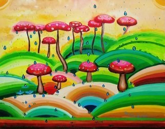 Radosveta Zhelyazkova; Mushroom Forest, 2018, Original Painting Oil, 50 x 40 cm. Artwork description: 241 FREE SHIPPING WORLDWIDE READY - TO - HANG100  HANDMADE ARTWORKName: Mushroom forest  Artist: Radosveta Zhelyazkova  Medium: Professional oil paint, UV protected varnish on canvas  Size: 50 x 40 x 2 cm  Style: Naive Art, Radism  Date of creation: January 2018  Comes with a certificate of authenticity and ...