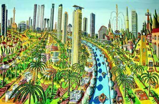 Raphael Perez, 'Cityscape Painter Raphael...', 2013, original Painting Acrylic, 250 x 160  x 3 cm. Artwork description: 2793 A full interview with the Israeli painter Raphael Perez Hebrew name Rafi Peretz about the ideas behind the naive painting, resume, personal biography and curriculum vitaeQuestion Raphael Perez Tell us about your work process as a naive painterAnswer I choose the most iconic and famous ...
