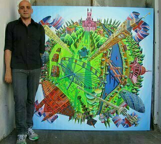 Raphael Perez, 'London City Painting Uk L...', 2016, original Painting Acrylic, 170 x 170  x 3 cm. Artwork description: 3483  london city painting, london painting, london art, london city , london city map ,  naive painters, naife artists, naive artists, naive painter, naive art, naive paintings, naive painting,         ...