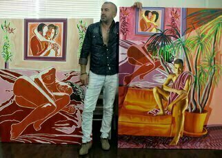 Raphael Perez, 'Red Painting Erotic Art', 2017, original Painting Acrylic, 100 x 170  cm. Artwork description: 1758 red painting erotic art ...