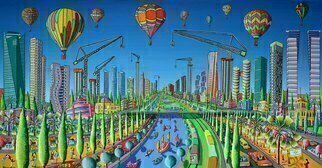 Raphael Perez, 'Tel Aviv Skyscrapers Isra...', 2017, original Painting Acrylic, 250 x 130  cm. Artwork description: 2448 Tel Aviv SkyscrapersRaphael Perez is an Israeli artist known for his naive style paintings of Tel Aviv city.  His work captures the essence of the city and its urban landscape, highlighting its iconic buildings and sites.  PerezaEURtms paintings create an idealized atmosphere in which reality ...