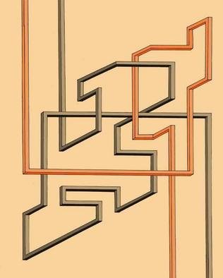 Dmitry Rakov, 'Communikation 2 Lines', 1999, original Computer Art, 16 x 12  inches. Artwork description: 1758 Impossible ObjectsIMP ART ( Impossible ART) StyleLaser Print Paper: stamping 