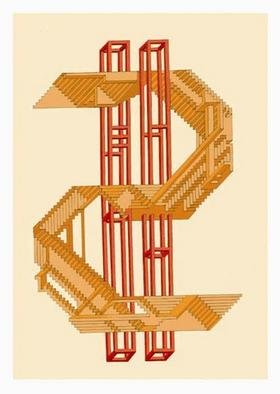 Dmitry Rakov, 'USD', 1998, original Graphic Design, 12 x 16  inches. Artwork description: 1758 USD ( Dollar)The artstyle - IMP ART ( Impossible ART)Paper: stamping 