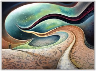 Freydoon Rassouli; Looking For Infinity, 2015, Original Painting Oil, 48 x 36 inches. Artwork description: 241 A surrealism, abstract landscape and cosmic fantasy painting by Rassouli...