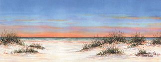 Robert Reiber; Dunes, 2013, Original Printmaking Lithography, 18 x 8 inches. Artwork description: 241  Beach Scene at Sunset ...