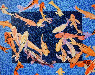 Renee Rutana; Koi, A Composition Of Con..., 2006, Original Painting Acrylic, 30 x 24 inches. Artwork description: 241  An Expressionist take on a bunch of Koi. Also, a modern feel. Bold colors. * Canvas has stapled sides. ...