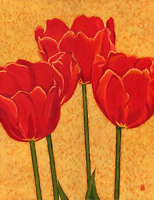 Renee Rutana; Tulips In Harmony, 2008, Original Painting Acrylic, 16 x 20 inches. Artwork description: 241  Medium: Liquitex Acrylic PaintsThese Tulips caught my eye at a Bulb & Flower show at Smith College. The main colors are tones of Golden Yellows, Greens and Tomato Red. It has been painted in an Impressionistic style with bright colors and will bring life to any room....