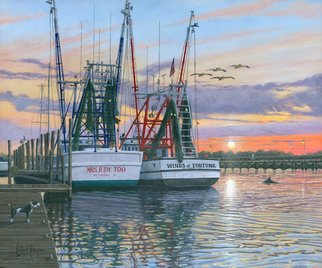 Richard Harpum; Shem Creek  Shrimpers, Ch..., 2013, Original Printmaking Giclee, 24 x 20 inches. Artwork description: 241  ORIGINAL SOLD; AVAILABLE AS GICLEE PRINTS ON CANVAS OR PAPER OR PRINT ON DEMAND.In 2012 my wife and I took a vacation in the USA and spent two wonderful weeks visiting several old friends that we had made when we lived in South Carolina in the ...