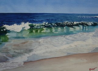 Heather Rippert; Surfs Up, 2008, Original Watercolor, 30 x 22 inches. Artwork description: 241  The ocean waves crashing into the sandy shore ...