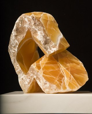 Robin Antar; The Thinker 1, 2010, Original Sculpture Stone, 18 x 18 inches. Artwork description: 241 carved out to honeycomb calcite, figure, thinking, abstract, art, stone, cool...
