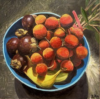 Vadim Amelichev; Mangosteen And Lychee, 2017, Original Painting Oil, 50 x 50 cm. 