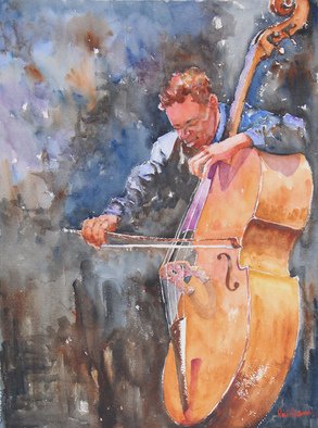 Roderick Brown; Blues On Strings, 2011, Original Watercolor, 18 x 24 inches. Artwork description: 241            one of my many music and hands focussed paintings           ...