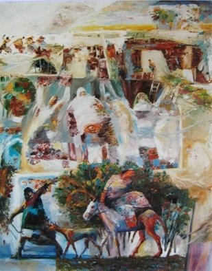 Joseph Bakir; Picture From My Village, 1998, Original Painting Oil, 75 x 95 cm. 