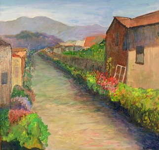 Roz Zinns; Warm Afternoon 2, 2010, Original Painting Acrylic, 20 x 20 inches. Artwork description: 241  An alley leading to the California hills ...