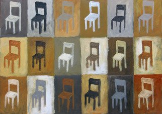 Alberto Ruggieri; Chairs, 2006, Original Painting Acrylic, 70 x 50 cm. Artwork description: 241  decorative, module, brown ...