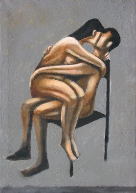 Alberto Ruggieri; Embrace And Chair, 2006, Original Painting Acrylic, 50 x 70 cm. Artwork description: 241  psiche, material, lovers, kiss, sand, grit , love...