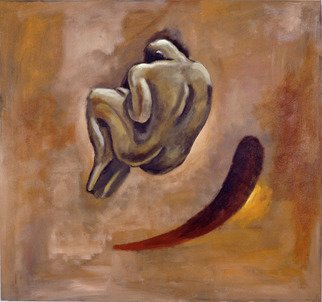 Alberto Ruggieri; Hanging Man, 2000, Original Painting Acrylic, 80 x 75 cm. Artwork description: 241   square, psiche, material,  man, surreal, brown ...