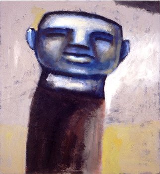 Alberto Ruggieri; Head, 2000, Original Painting Acrylic, 65 x 70 cm. Artwork description: 241  head, psiche, blue   ...