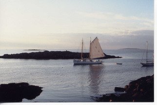 Ruth Zachary, 'Sailing By', 2012, original Photography Color, 10 x 8  inches. Artwork description: 2703 Vintage schooner, sail up, passing through islands off the coast of Maine. ...