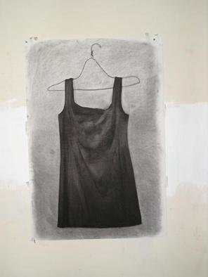 Salvatore Victor; Black Dress, 2005, Original Drawing Charcoal, 30 x 40 inches. Artwork description: 241 charcoal on rives b. f. k. ...