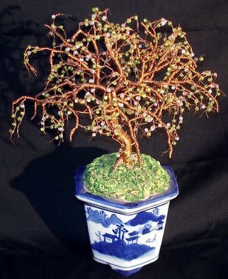 Sal Villano; Beaded Bonsai Wire Sculpture, 2017, Original Sculpture Mixed, 9 x 12 inches. Artwork description: 241 Beaded Bonsai Wire Tree Sculpture9 wide x 12 high x 7 deep. The tree is made of 18   26 solid copper wire. The branches and twigs contain hundreds of clear tiny glass fringe beads. Each glass bead is interwoven into wire giving the structure of the ...