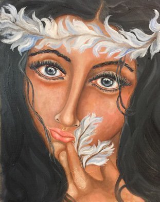 Sangeetha Bansal, 'Widows To My Soul', 2016, original Painting Oil, 16 x 20  x 2 inches. Artwork description: 1911  Original oil painting of a woman with expressive eyes. Her eyes give us a glimpse of whats going on with her. She appears at peace with herself and radiates bliss. Her eyes are calm and reflect a pure soul. . . ...