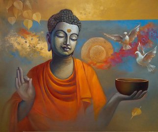 Sanjay Lokhande; Buddha Ananda, 2016, Original Painting Oil, 30 x 24 inches. Artwork description: 241 God, Buddha, Buddhism, Wall Decor, Acrylic, Canvas, Figurative, original  , Painting, original Painting, Art, Artist, ...