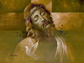 Sanjay Lokhande; Jesus Christ Peace, 2017, Original Painting Acrylic, 36 x 36 inches. Artwork description: 241  Based on Life of Christ...