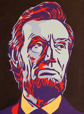 David Mihaly; Abraham Lincoln, 2017, Original Painting Acrylic, 18 x 24 inches. 
