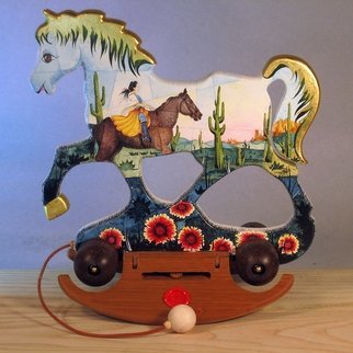 Sergio Milani; Dream 2018 61, 2018, Original Sculpture Wood, 9 x 9 inches. Artwork description: 241 The horse of the Dream line is a rocking chair that can be transformed into a towable one. It is made by hand in wood, with wheels and rocking base in exposed precious wood, the decorative theme is,  nature, the landscape and the horse , the interpretation is ...