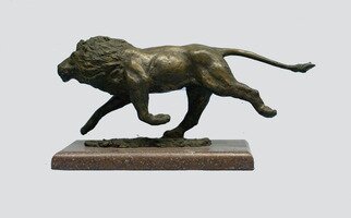 Serhii Brylov; Lion, 2003, Original Sculpture Bronze, 40 x 22 cm. Artwork description: 241 The lion  Latin Panthera leo  is a species of predatory mammal, one of the five members of the genus Panthera, belonging to the subfamily of large cats  Pantherinae  in the family of cats  Felidae . ...