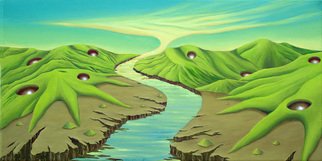 Sharon Ebert; No Vacancies, 2008, Original Painting Oil, 20 x 10 inches. Artwork description: 241  New islands emerging that became quickly occupied as the Pacific Islands are melting down! ...