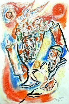 Shoshannah Brombacher, 'Rabbi Yochanan', 2012, original Drawing Pastel, 18 x 24  cm. Artwork description: 1758 I wrote and illustrated a book about roses in Jewish writings, such as the Bible, Talmud, midrash, medieval tales, Sephardic songs, etc. : 