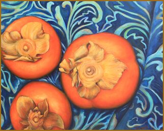 Sandra Bryant; Persimmons, 2022, Original Painting Oil, 20 x 16 inches. Artwork description: 241 The wonderful foliage on these ripe persimmons were an inspiration for this colorful painting. ...