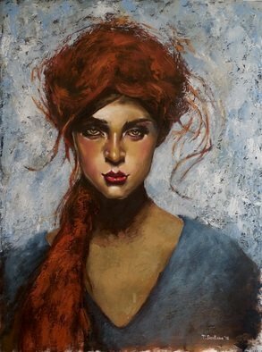 Tatiana Siedlova; Redhead Girl, 2016, Original Painting Oil, 60 x 80 cm. Artwork description: 241 The girl that I like is young, quite petite, I might addBluish- greenish turquoise eyes, like the forest and the sea combined Her voice, a sweet, gentle overtone  the ocean, calm waves that reach ashoreThe breeze, blows the forest trees  a rustle, soothing to the ...