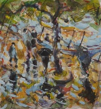 Simon Blackwood; Uskudar Rain, 2006, Original Watercolor, 14 x 16 inches. 