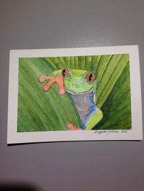 John Rollinson; Finer Than Frog Hair, 2016, Original Watercolor, 5 x 7 inches. Artwork description: 241 Tree frog...