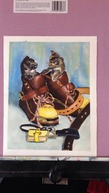 John Rollinson; Puss-N-Boots, 2016, Original Watercolor, 11 x 14 inches. Artwork description: 241 Kittens in boots...