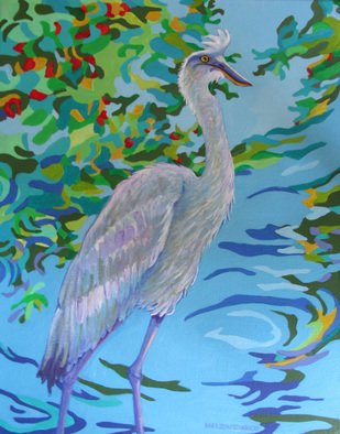Sharon Nelsonbianco; Curious Birds MAURICE, 2014, Original Painting Acrylic, 16 x 20 inches. Artwork description: 241                  contemporary art, acrylic painting, waterscape, birds, , nature, water, tranquility, peace, wildlife, , series format, Sharon Nelson- Bianco, southern artist, , colorful, colorist, Florida, water birds, expressionist, Florida artist, Florida, wildlife, water fowl, vivid, expressionism                 ...