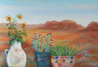 Sharon Nelsonbianco; Pottery With A View ARIZONA 3, 2014, Original Painting Acrylic, 20 x 30 inches. Artwork description: 241                        contemporary art, acrylic painting, Southwestern art, desert scenes, peace, tranquility, pottery, colorful art, Sharon Nelson- Bianco, southern artist, expressionist, Florida artist, floral, plants, desert plants, vivid, mountains, red rocks, Western            ...