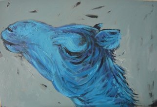 Stephane Laurent; Blue Camel Head, 2010, Original Painting Oil, 90 x 60 cm. Artwork description: 241  Camel full of fantasy ...