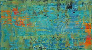 Spencer Rogers; Abstract 95, 2016, Original Painting Oil, 33.5 x 19.5 inches. Artwork description: 241  Abstract painting, on metal, created by accumulating a multitude of layers and squeegees. ...